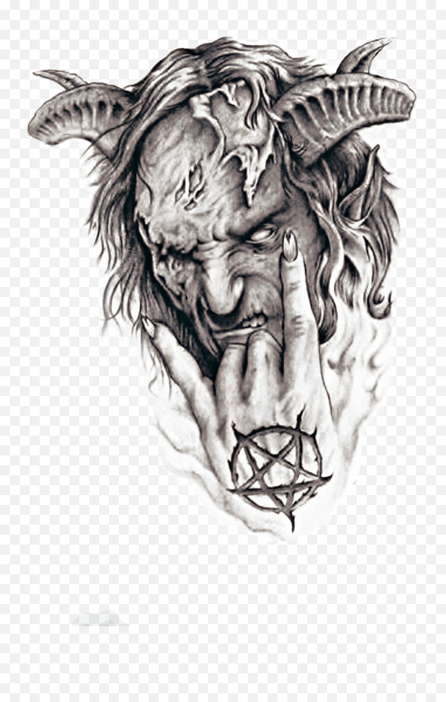 Satan Satanic Art Sticker By Thehatecult - Realistic Devil Tattoo Designs Emoji,Metal Horns Emoji
