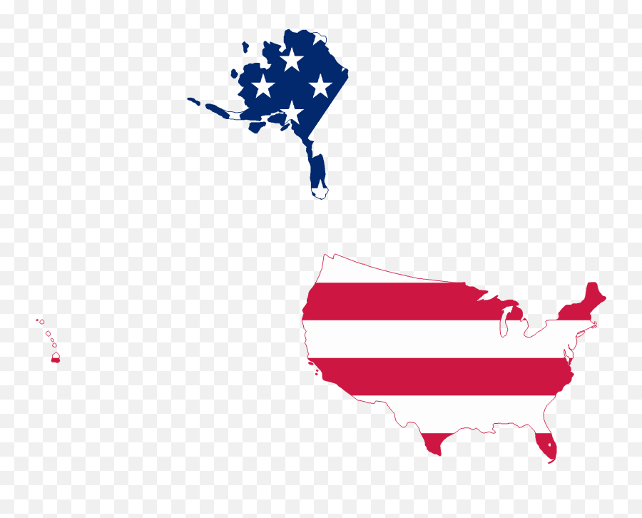 Flag Map Of The United States - United States Flag Map With Alaska Emoji,Hawaii State Flag Emoji