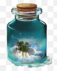 Beach Water Vacation Dream Bottle Scene - Anime In Jar Emoji,Emoji Beach Scene