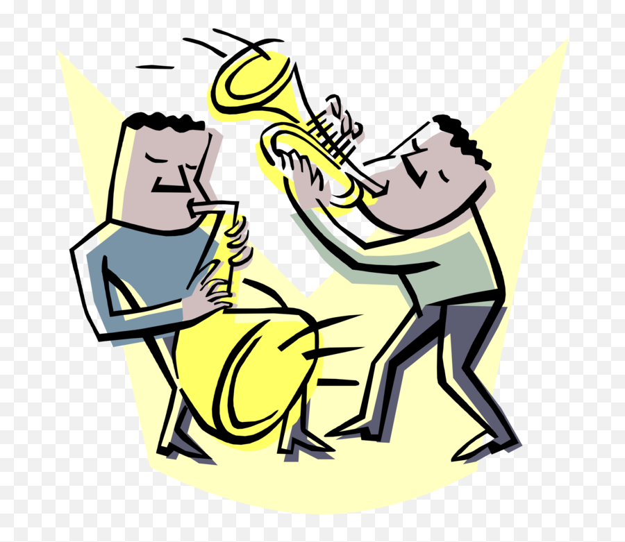 Vector Illustration Of Jazz Musicians Perform With - Jazz Jazz Instrument Cartoon Png Emoji,Violin Trumpet Saxophone Emoji