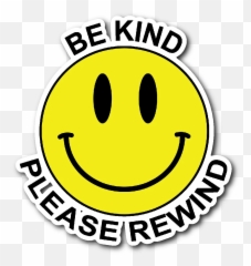 Retro Be Kind Please Rewind Smiley Face - Sticker Png Emoji