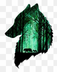 Gray Wolf Drawing Art Watercolor Painting - Forest The Size Outline Wolf Head Silhouette Emoji,10 Umbrella Emoji