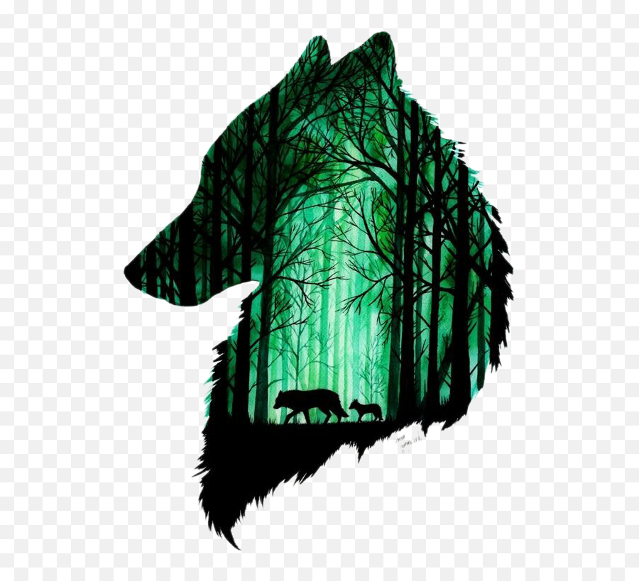 Gray Wolf Drawing Art Watercolor Painting - Forest The Size Outline Wolf Head Silhouette Emoji,10 Umbrella Emoji