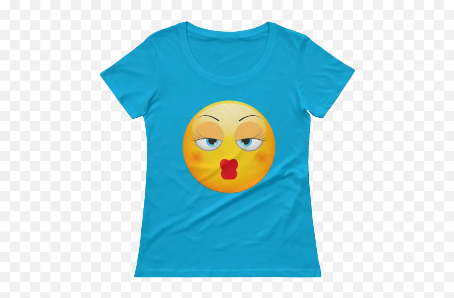 Ladies Baby Kiss Emoji Scoopneck T,Kiss Emoji