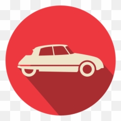 Red Circle Retro Car - Cartoon In Emoji