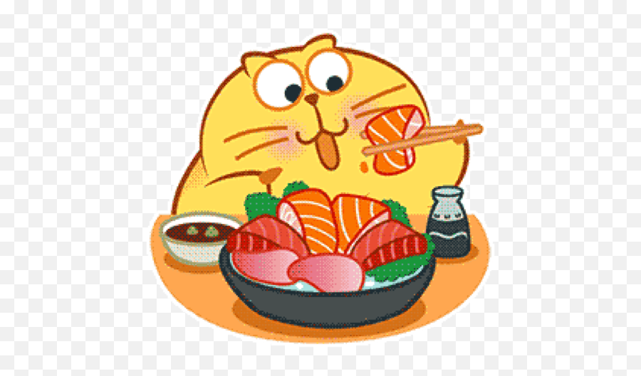 Sushi Cats Eating Catears Chopsticks - Eating Sushi Cartoon Gif Emoji,Chopsticks Emoji