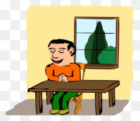 Sitting At The Table - Vektor Orang Duduk Di Meja Emoji,Emotion Keyboard