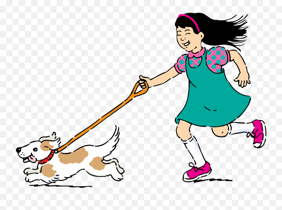 Free Friendly Happy Vectors - Girl Walking Dog Clipart Emoji,Running Man Emoji