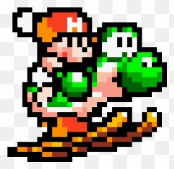 Your Daily Mario on Twitter skiing with his green - Yoshi Emoji