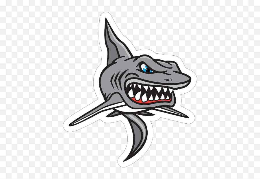 Scary Shark Mascot Sticker - Shark Mascot Emoji,Shark Emoji Text