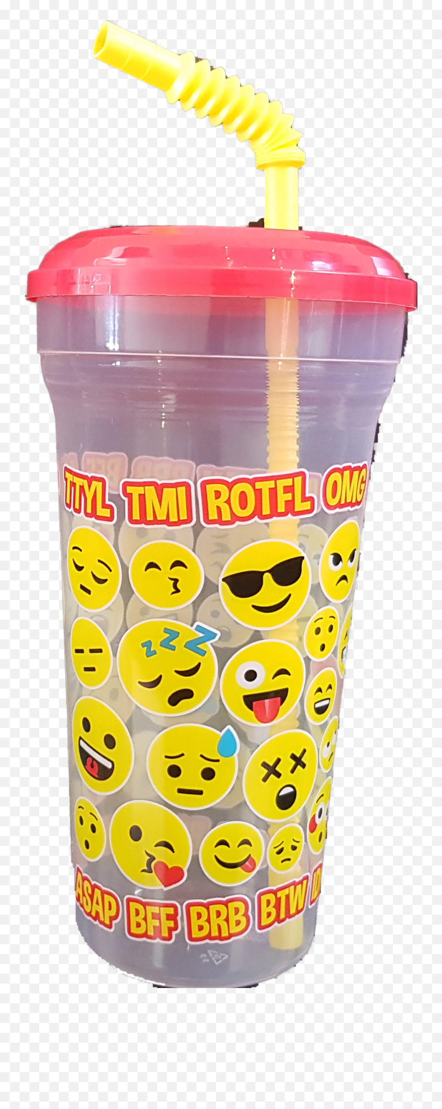 Clear Emoji Souvenir Cup With Lid And Straw 32oz 900ml - Smiley,Tulip Emoji