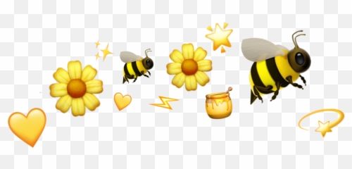 Yellowemojicrownflowersstarsbeehoneyhea - Yellow Emoji Crown Transparent,Beehive Emoji