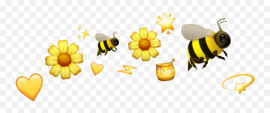 Yellowemojicrownflowersstarsbeehoneyhea - Yellow Emoji Crown Transparent,Beehive Emoji