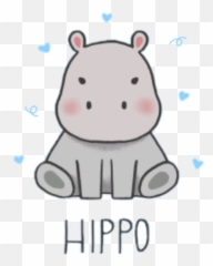 Hippopotamus Sticker Challenge - Cartoon Cute Hippo Drawing Emoji,Hippo Emoticon