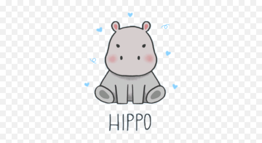 Hippopotamus Sticker Challenge - Cartoon Cute Hippo Drawing Emoji,Hippo Emoticon