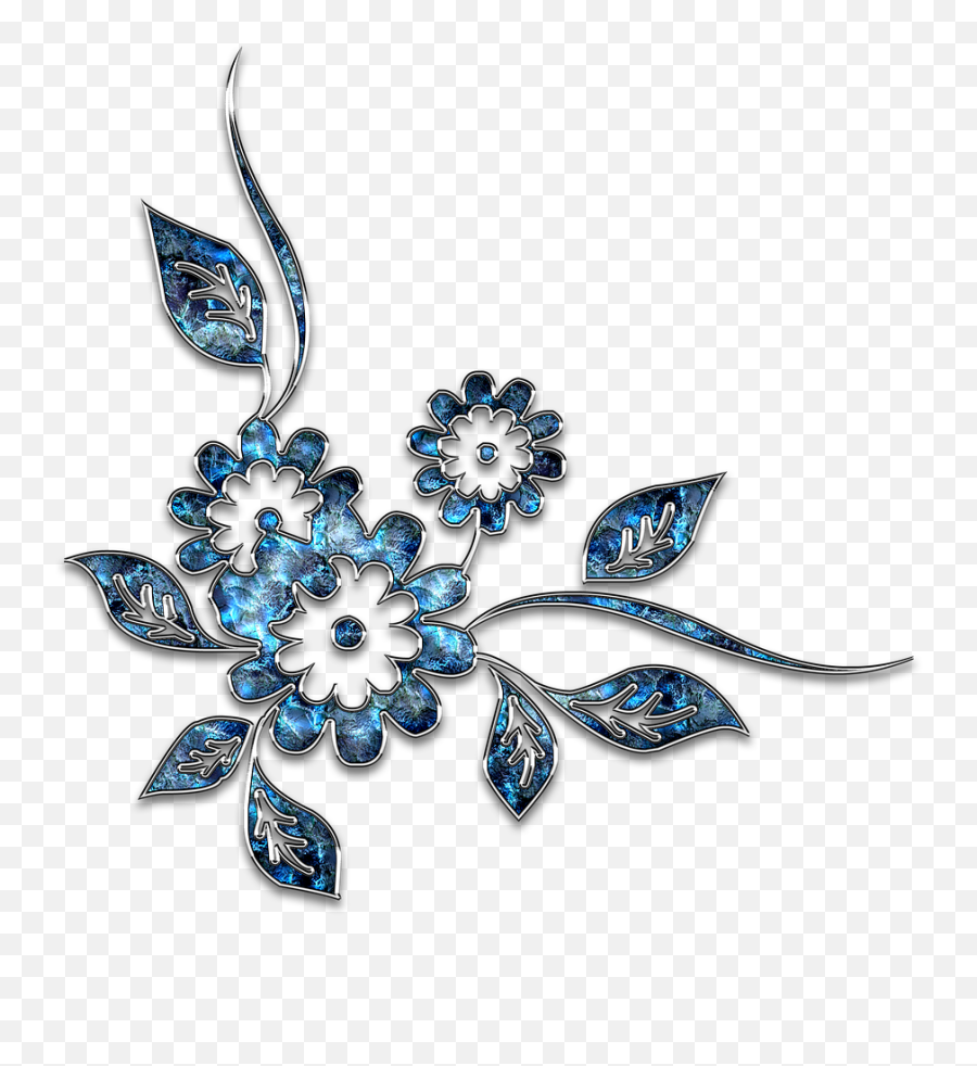 Decor Ornament Jewelry Flower Blue - Silver Blue Flowers Clip Art Emoji,Woman Crystal Ball Hand Emoji