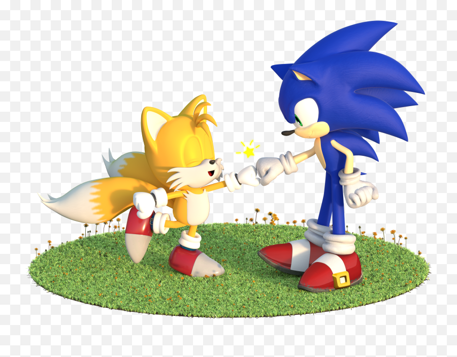 Heres A Cute Fist Bump Between Sonic - Modern Sonic And Tails And Classic Sonic Emoji,Fist Bump Emoticon