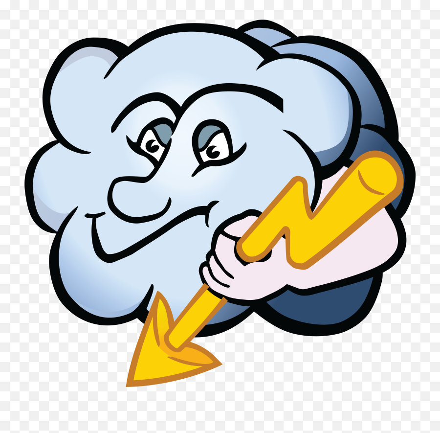 Free Clipart Of A Cloud Character Holding A Lightning - Personification Clipart Emoji,Thunder Cloud Emoji