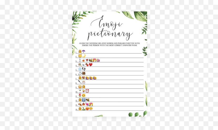 Papersizzle - Bridal Shower Emoji Pictionary,Mail Order Bride Emoji