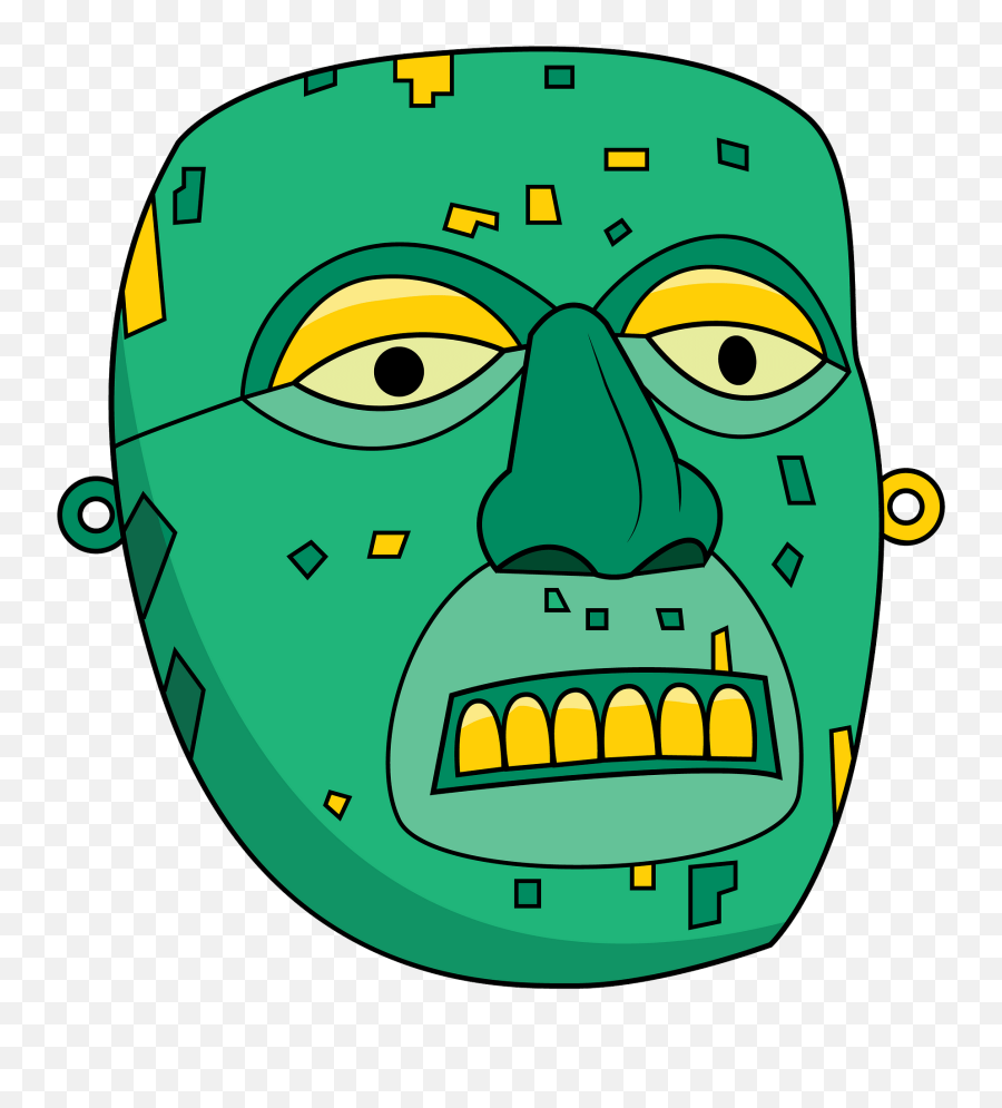 Aztec Mask Of Xiuhtecuhtli Clipart - Aztec Mask Clipart Emoji,Emoticon Mask