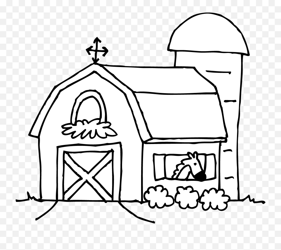 Cute Barn Coloring Page Free Clip Art - Cartoon Farm House Drawing Emoji,Barn Emoji
