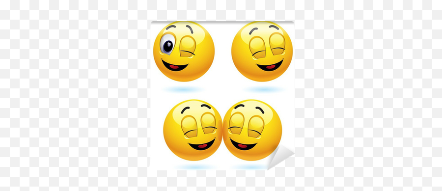 Ball Winking And Blinking Wall Mural - Cute Smiley Faces Animated Emoji,Blinking Emoji