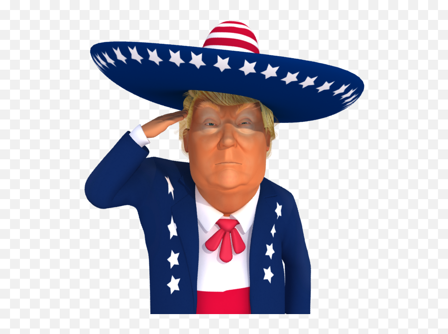 Salute 3d Mexican Trump Caricature - Trump Saluting Transparent Background Emoji,Trump Emoji Android