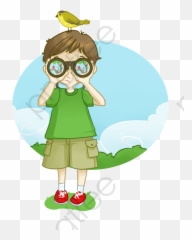 Binoculars Clipart Cartoon - Child Using Binoculars Clipart Emoji,Emoji With Binoculars