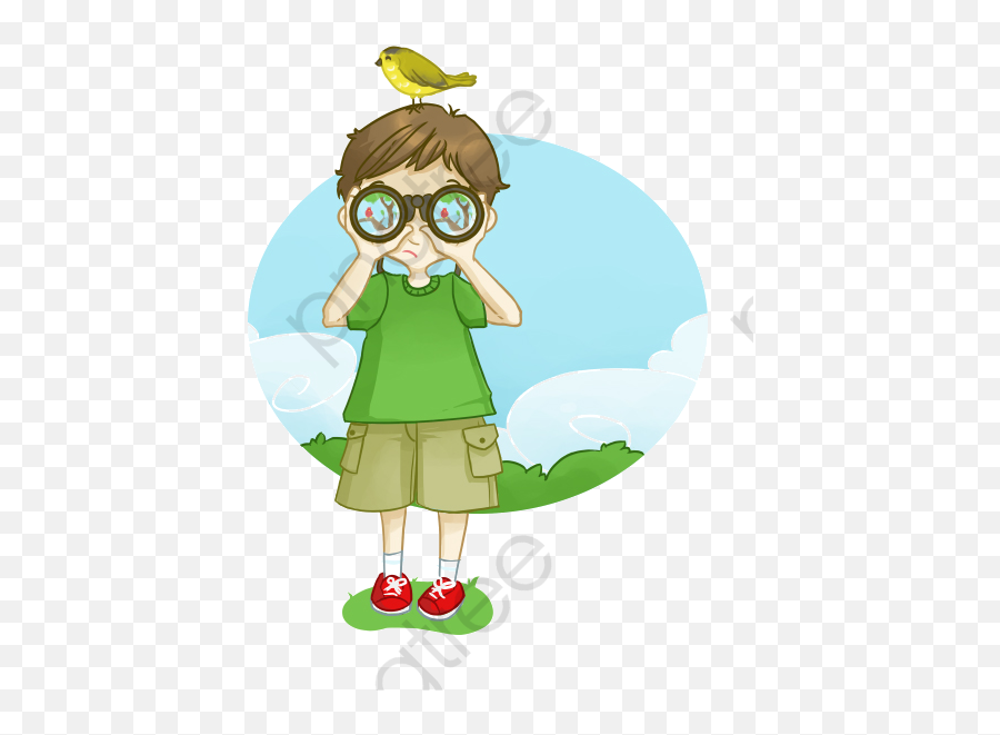 Binoculars Clipart Cartoon - Child Using Binoculars Clipart Emoji,Emoji With Binoculars