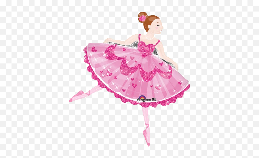 35 Ballerina Sparkle Pink Dancer Balloon - Ballerina Birthday Set Emoji,Ballerina Emoji