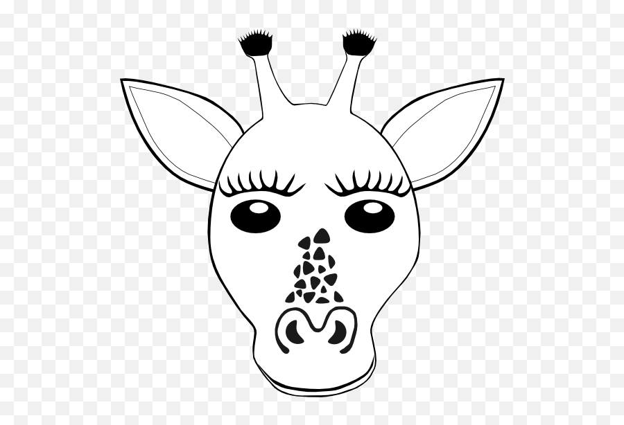 Giraffe Face Black White Line Art - Giraffe Face Mask Drawing Emoji,Giraffe Emojis