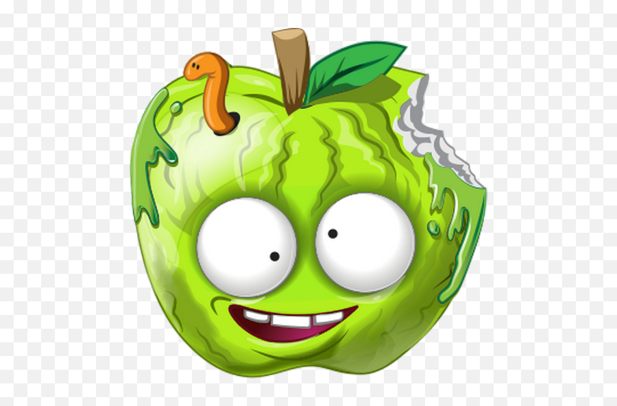 Jg Pomme Verte Pourrie Avec Un Ver - Smiley Émoticône Pomme Pourrie Emoji,Emoji Fruits
