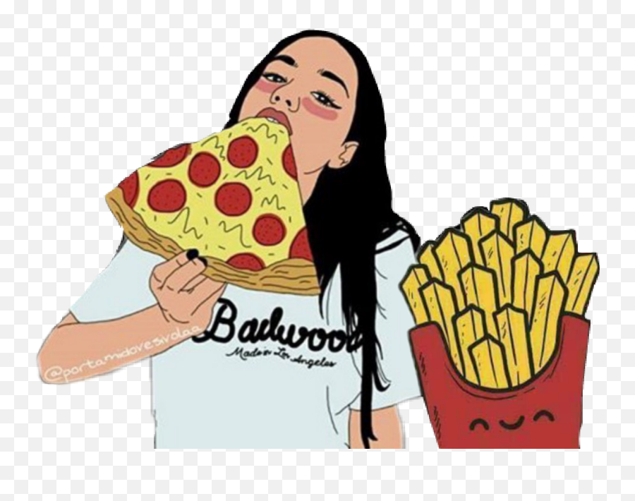 Girl Eating Pizza Drawing Clipart Emoji,Emoji Eating Pizza