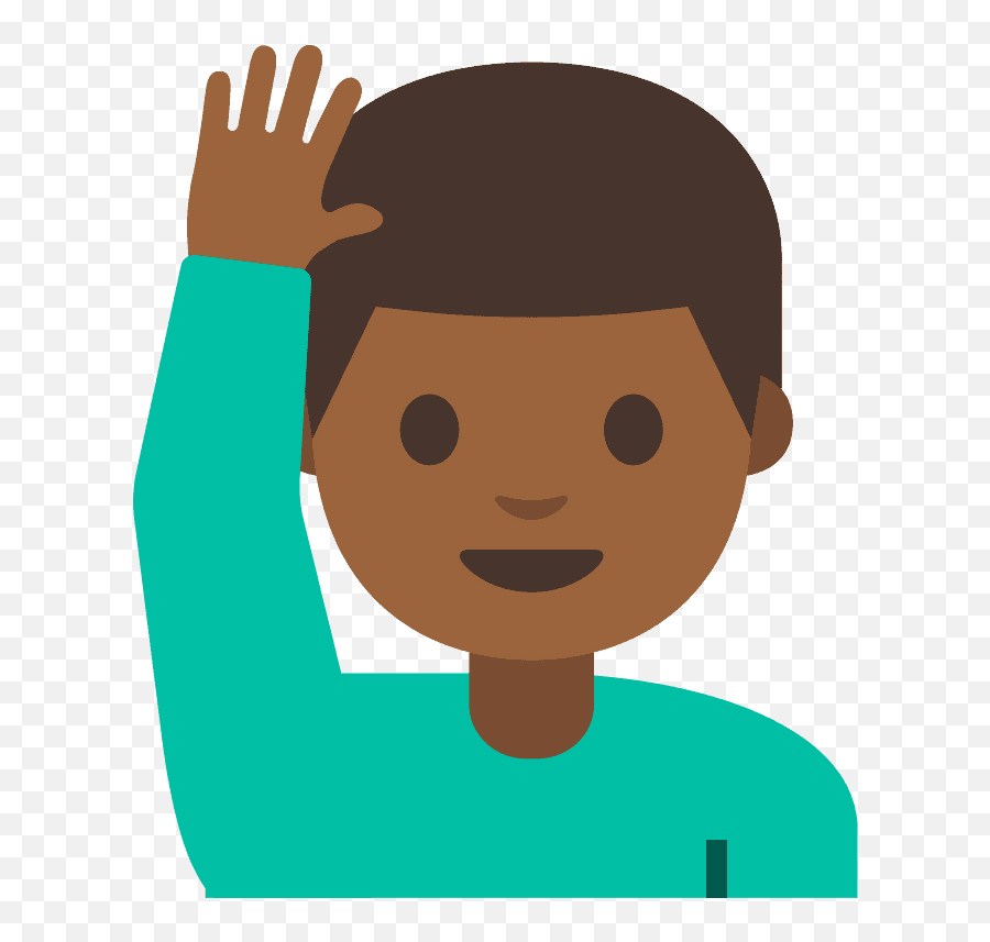 Man Raising Hand Emoji Clipart - Hombre Emoji Mano Arriba,Raise Eyebrow Emoji