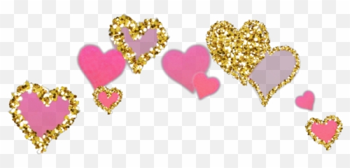 Hearts Golden Glittery Sparkles - Teal Crown Png Emoji