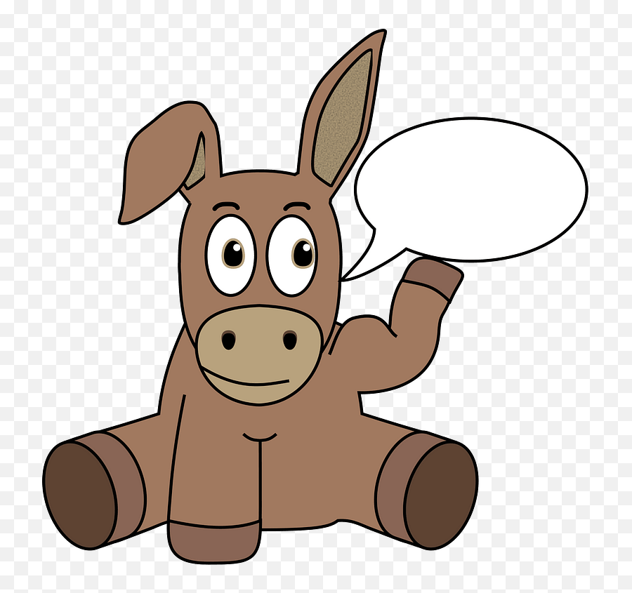Donkey With A Blank Thought Bubble Clipart Free Download - Cartoon Animal Talking Clipart Emoji,Donkey Emoji Download