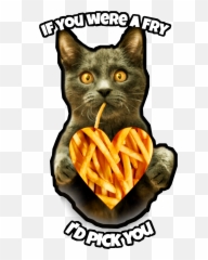Cute Frenchfries Fries Heart Funny Meme - Domestic Cat Emoji,Fry Emoji
