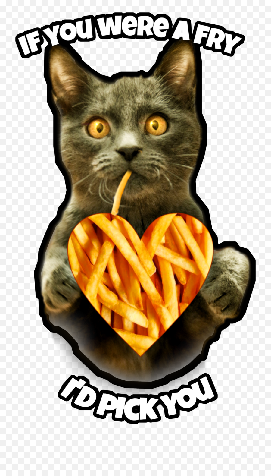 Cute Frenchfries Fries Heart Funny Meme - Domestic Cat Emoji,Fry Emoji