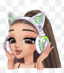 Arimoji Arianagrande Emoji Cat Headphone - Cartoon Ariana Grande Drawing,Headphone Emoji