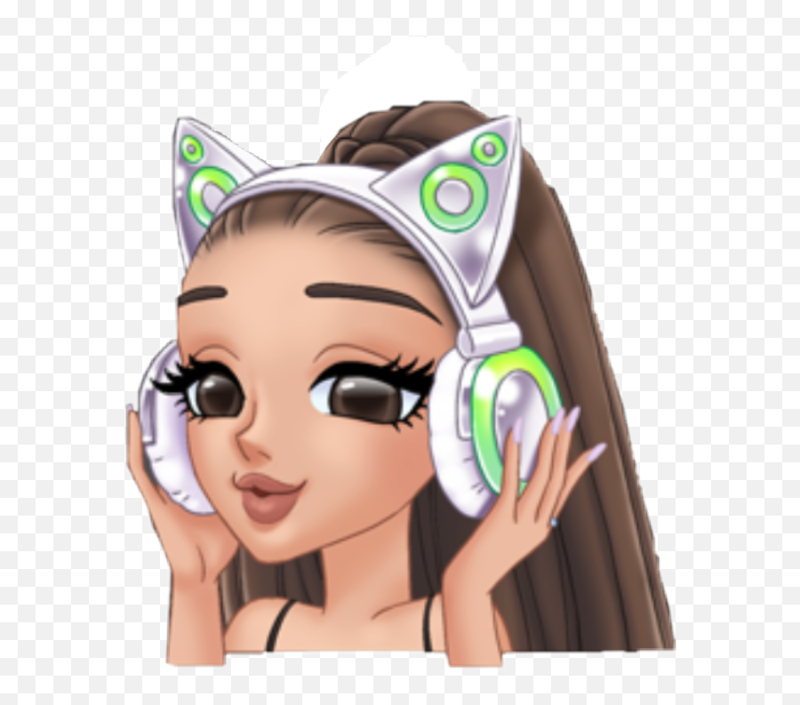 Arimoji Arianagrande Emoji Cat Headphone - Cartoon Ariana Grande Drawing,Headphone Emoji