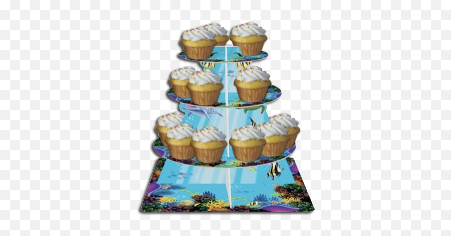 Ocean Under The Sea Party Supplies - Cupcake Emoji,Emoji Cupcake Stand