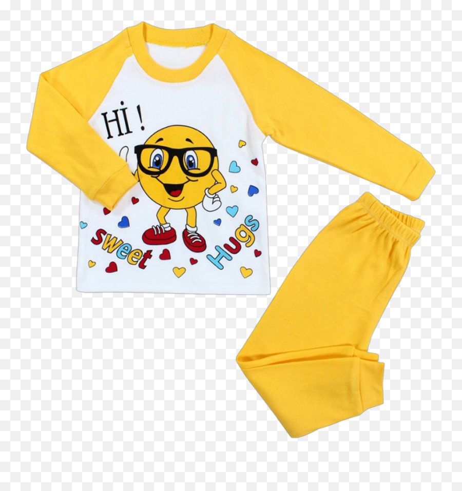 Çocuk Emoji Desenli Pijama Takm - Long Sleeve,Yas Emoji