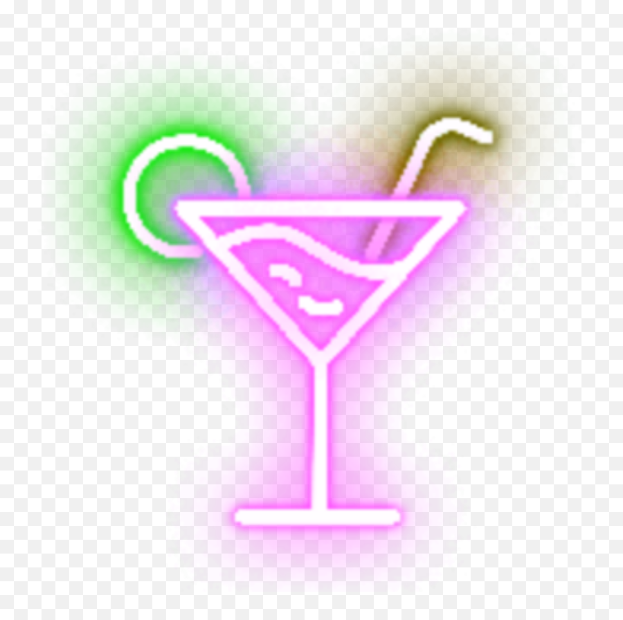 Neon Glowing Neonlight Martini Sticker By Amanda - Martini Glass Emoji,Martini And Party Emoji