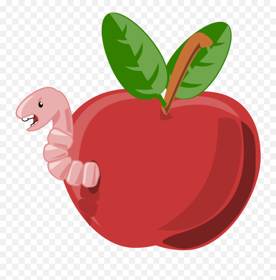 Public Domain Clip Art Image - Cartoon Apple With A Worm Emoji,Question Mark Emoji Apple
