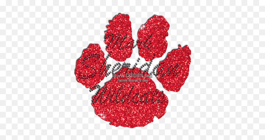 Cute Red Wildcat Paw Print Iron On Glitter Rhinestone - South High School Emoji,Paw Print Emoji