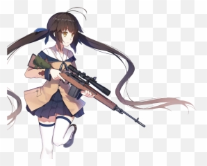 Machine Gun Transparent Background - Anime Girl With Gun Png Emoji,Emoji Tattoo Gun