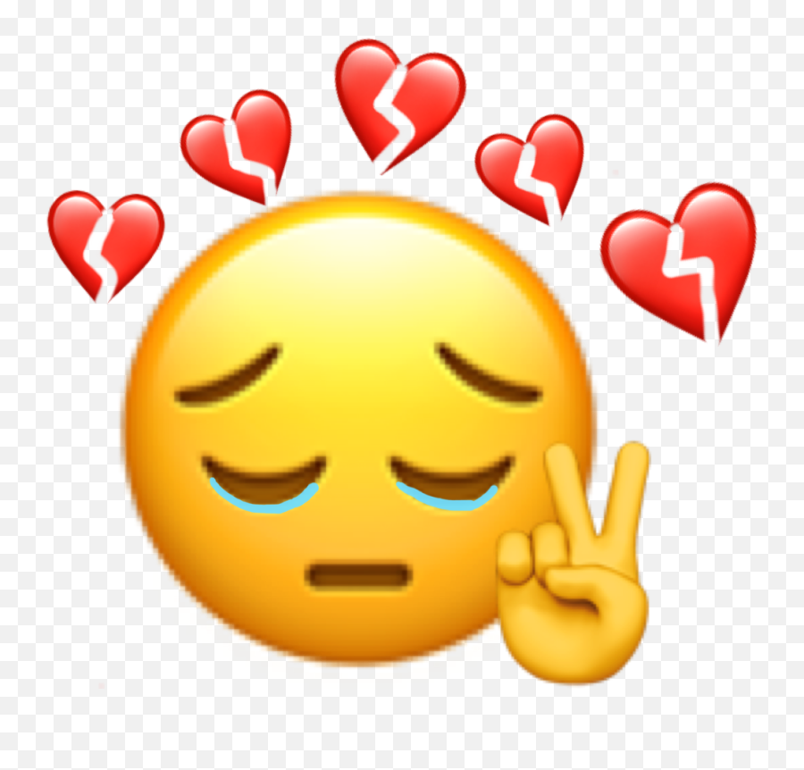 Break Crush Depressed Peace Cry Intere - Crying Peace Sign Emoji,Custom Emoji