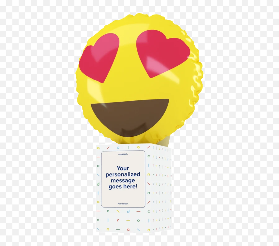Heart Eyes Balloon Cardalloon - Happy Emoji,Heart Emoji Balloon