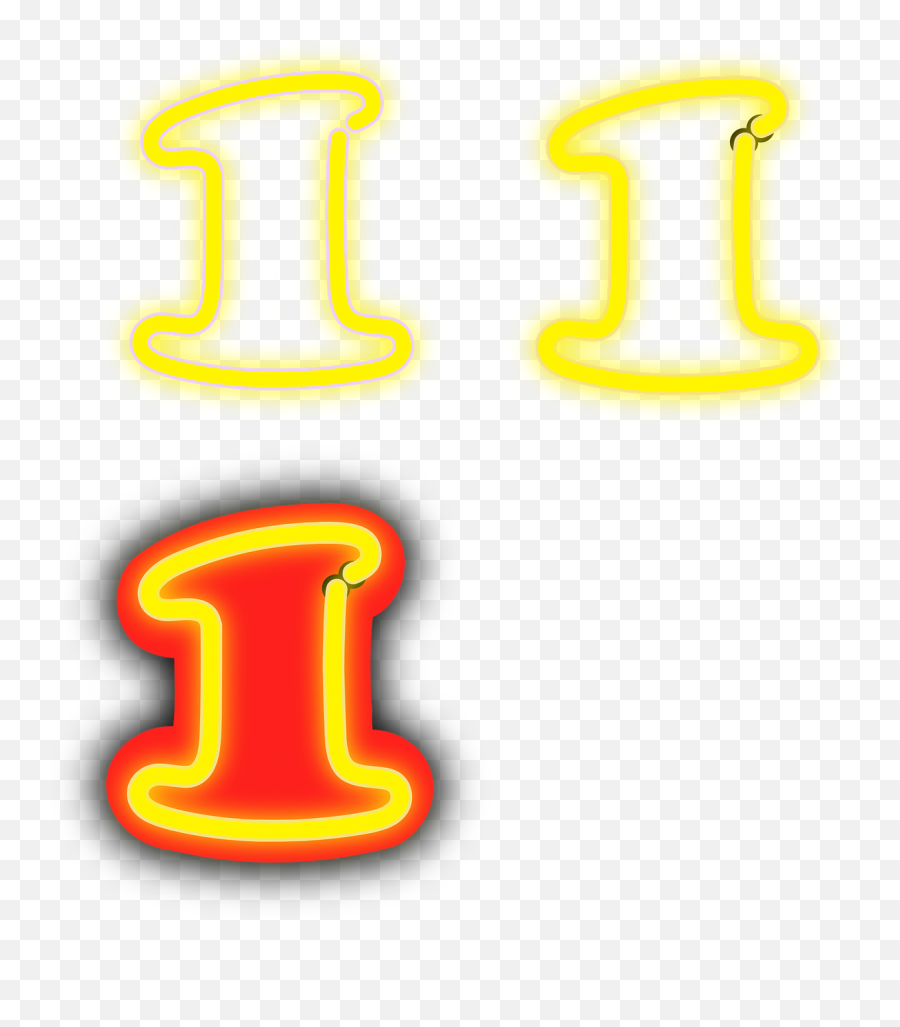One 1 Number Neon Yellow - Numero 14 Neon Png Emoji,Roses Emoticon
