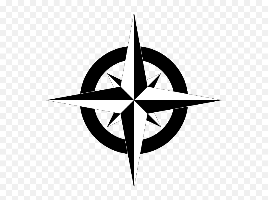 Compass Clip Art Black And White Danaami2 Top - Clipartix Blank Compass Rose Emoji,Compass Emoji